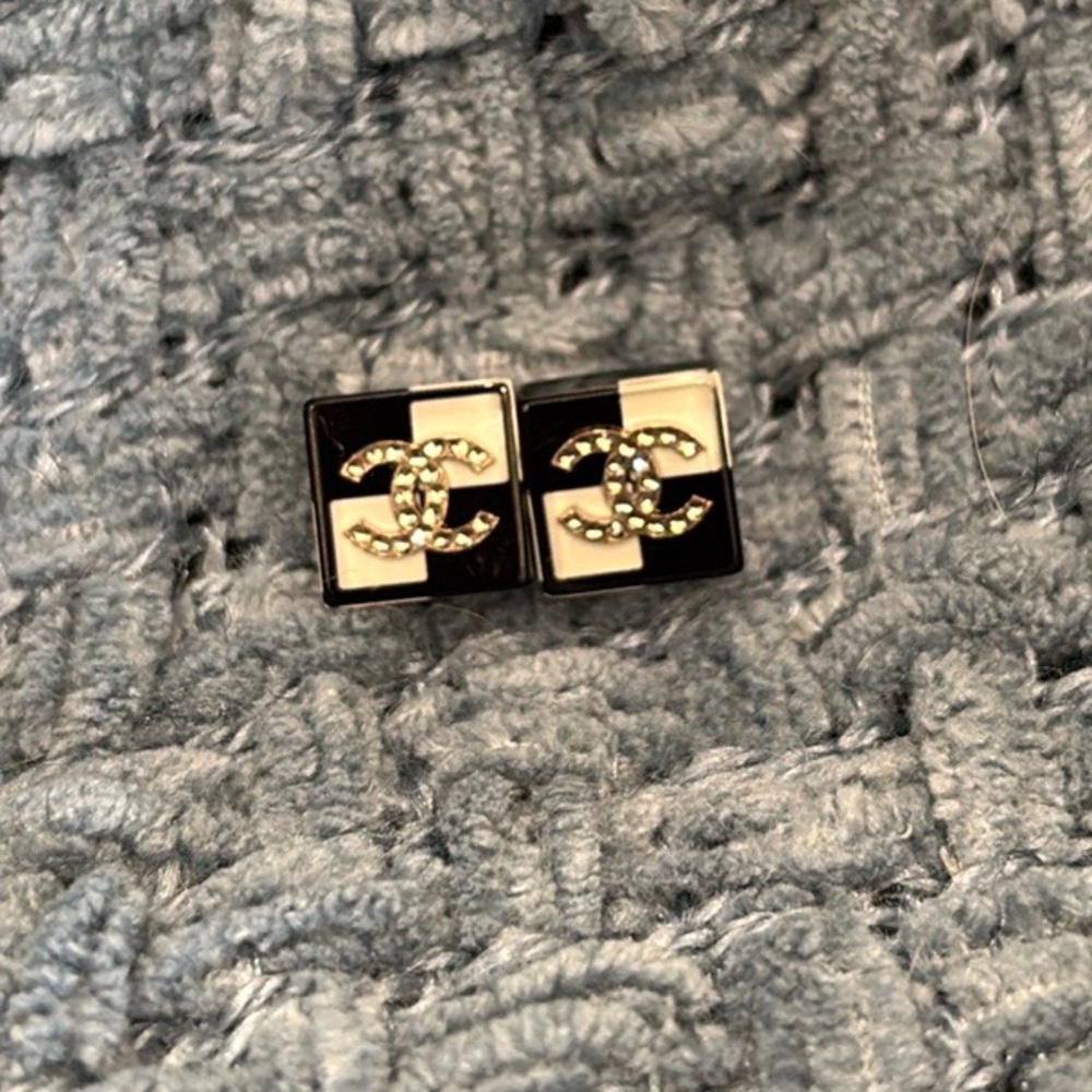 Chanel Black & White Resin Earrings